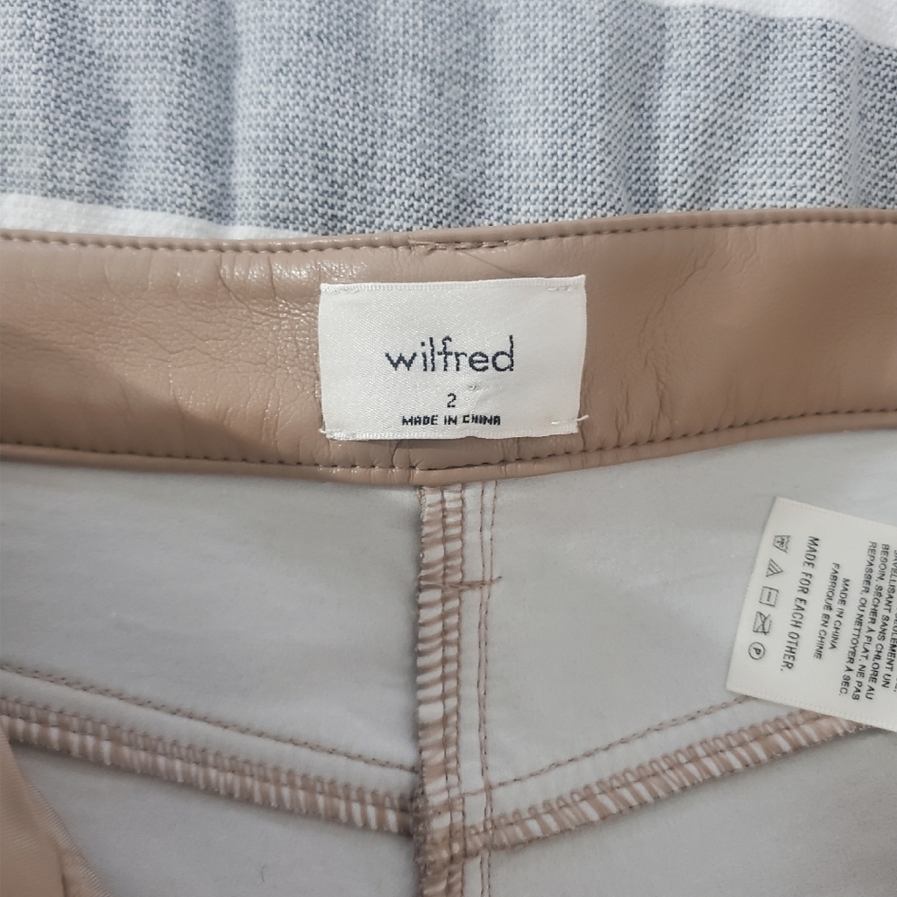 ARITZIA Wilfred New "Melina" Straight Fit Tan Vegan Leather Pants - Picture 10 of 16